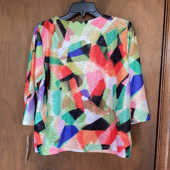 3/$45 Alfred Dunner abstract colorful print top embellished neckline casual PM - Picture 15 of 17